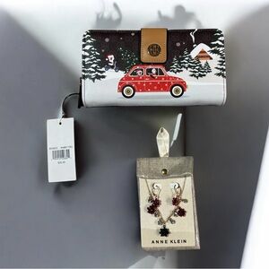 New Bandolino wallet & Anne Klein Red and Black Floral Necklace and Earrings